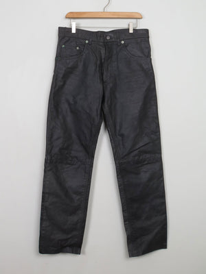 Men's Vintage Black Leather Trousers 34W - The Harlequin