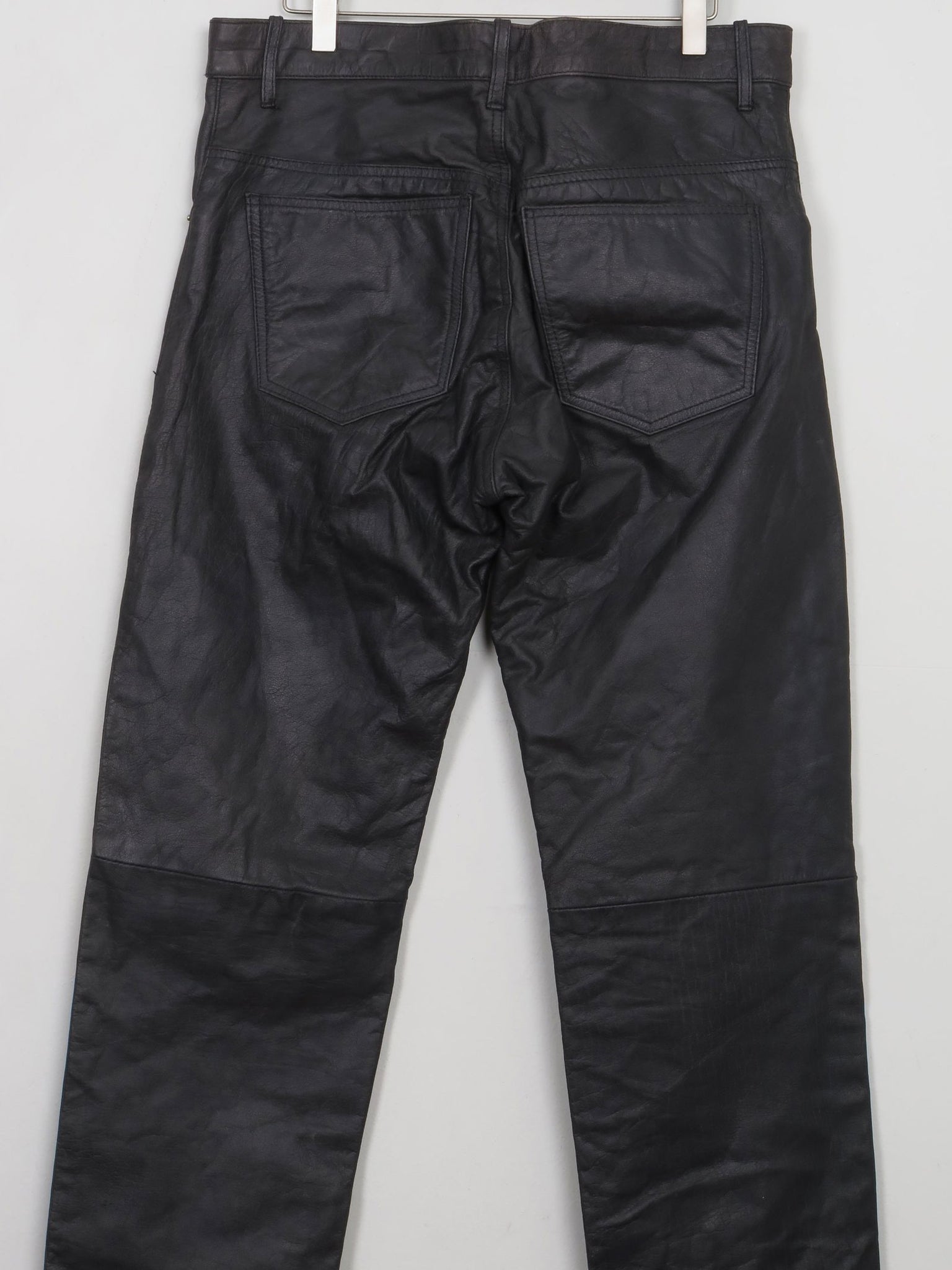 Men's Vintage Black Leather Trousers 34W - The Harlequin