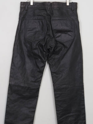 Men's Vintage Black Leather Trousers 34W - The Harlequin
