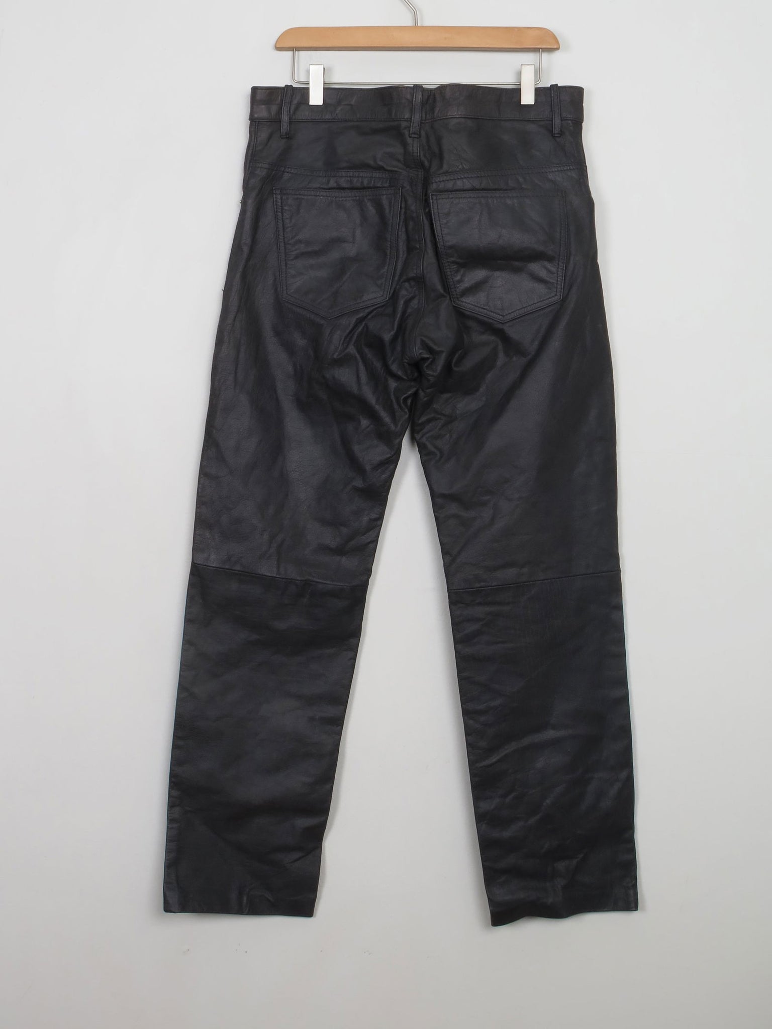 Men's Vintage Black Leather Trousers 34W - The Harlequin