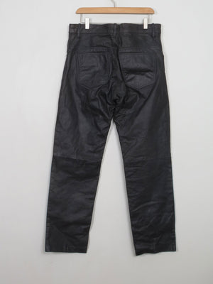Men's Vintage Black Leather Trousers 34W - The Harlequin