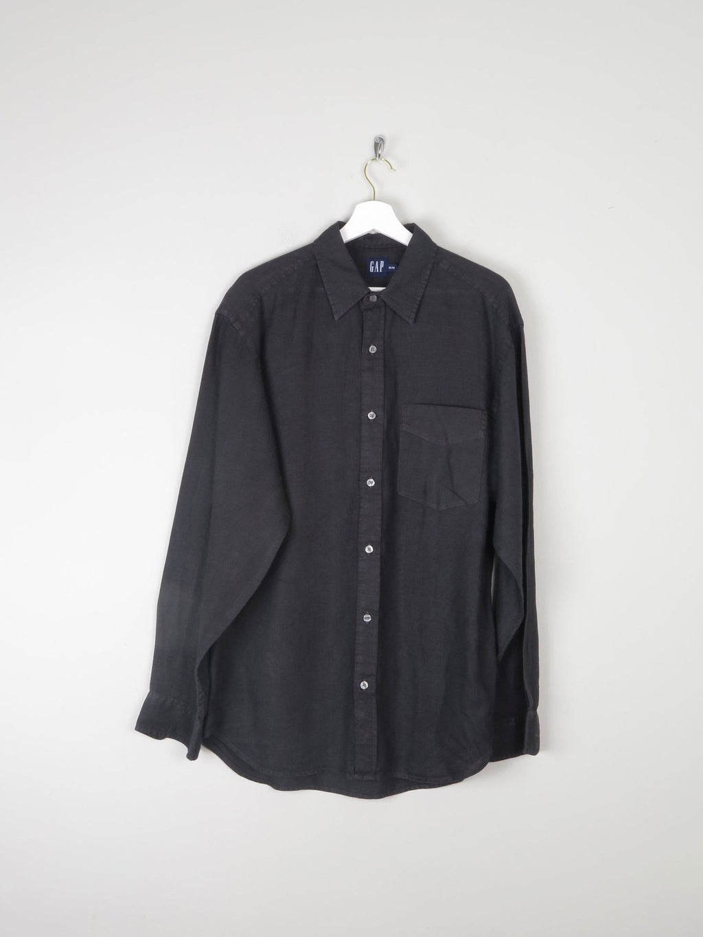 Men's Vintage Black Linen Gap Shirt Oversized M - The Harlequin