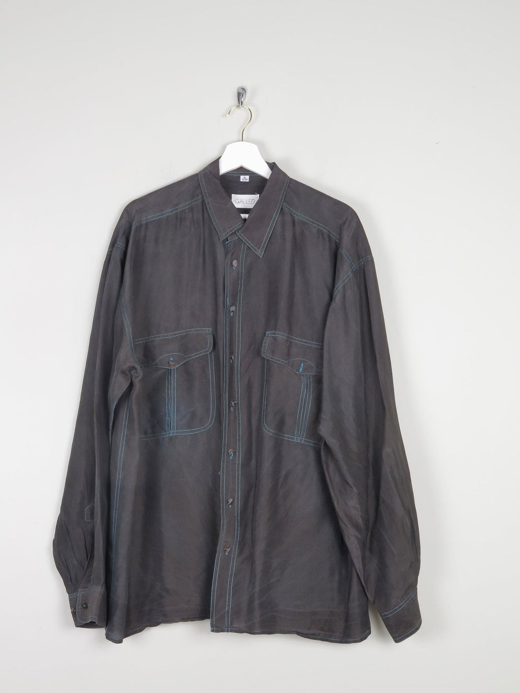 Men's Vintage Black Silk Shirt XL - The Harlequin