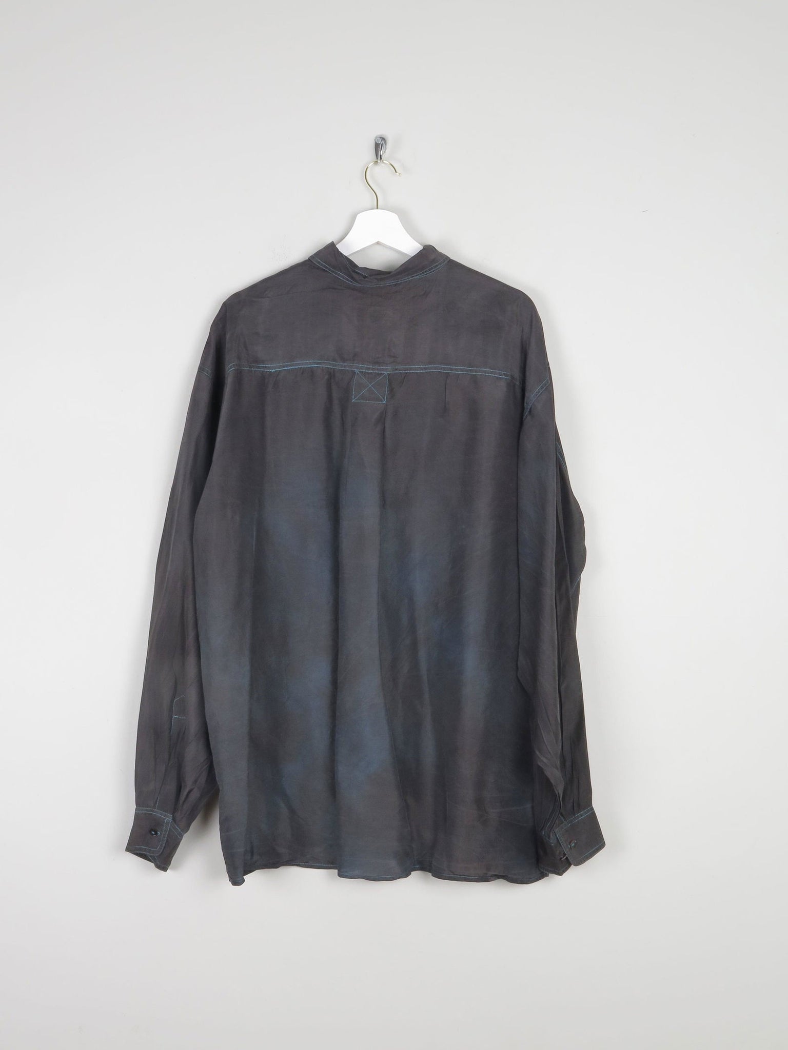 Men's Vintage Black Silk Shirt XL - The Harlequin