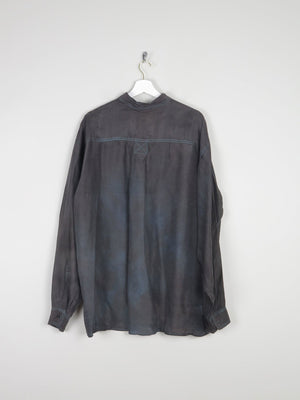 Men's Vintage Black Silk Shirt XL - The Harlequin