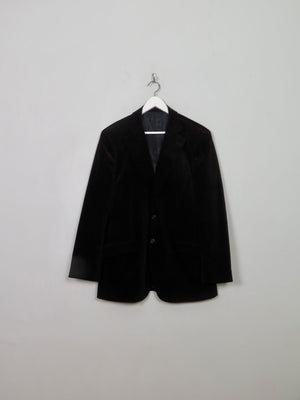 Men's Vintage Black Velvet Jacket With Pinstripe 42" - The Harlequin