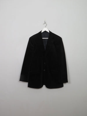 Men's Vintage Black Velvet Jacket With Pinstripe 42" - The Harlequin