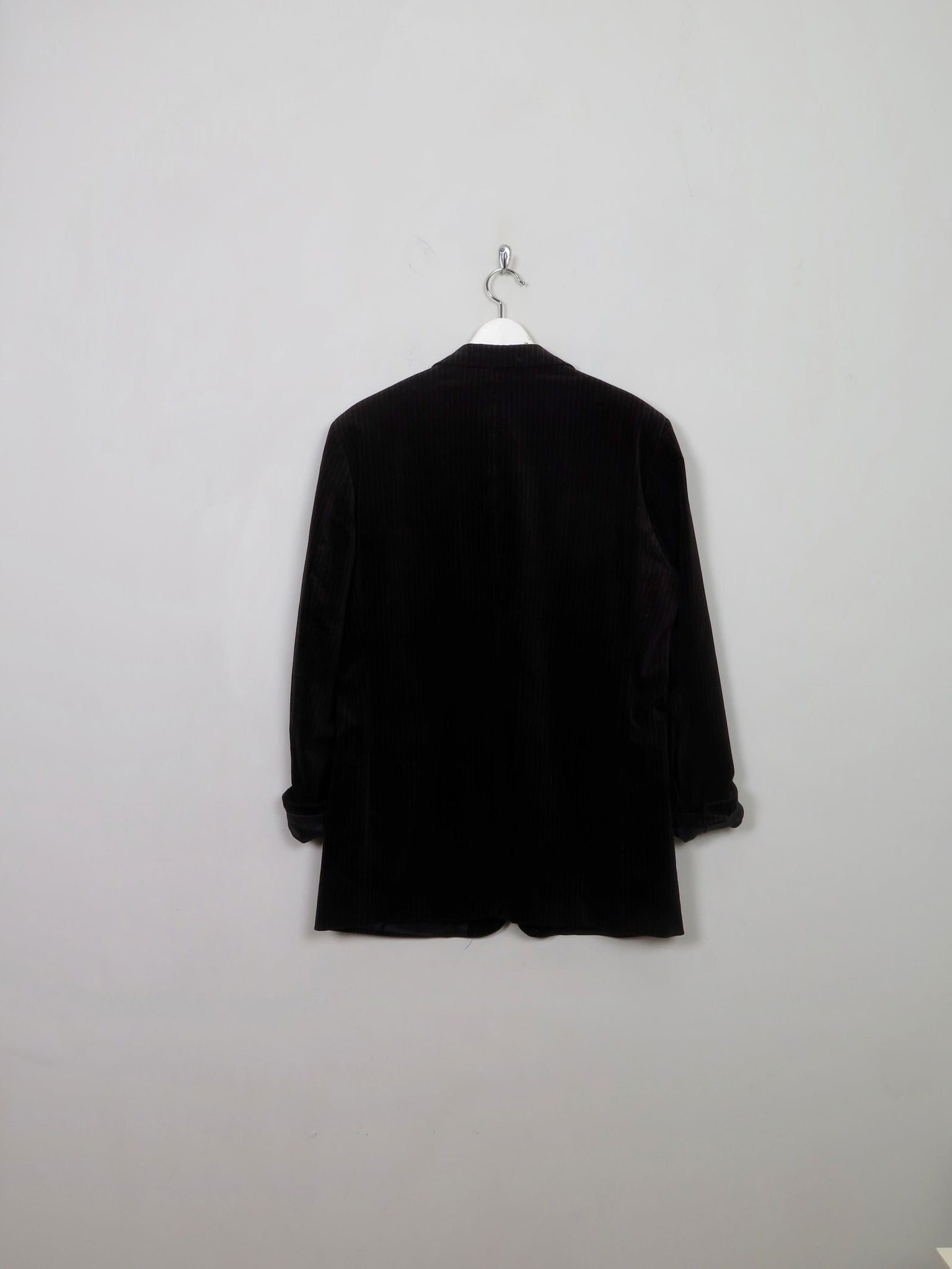 Men's Vintage Black Velvet Jacket With Pinstripe 42" - The Harlequin