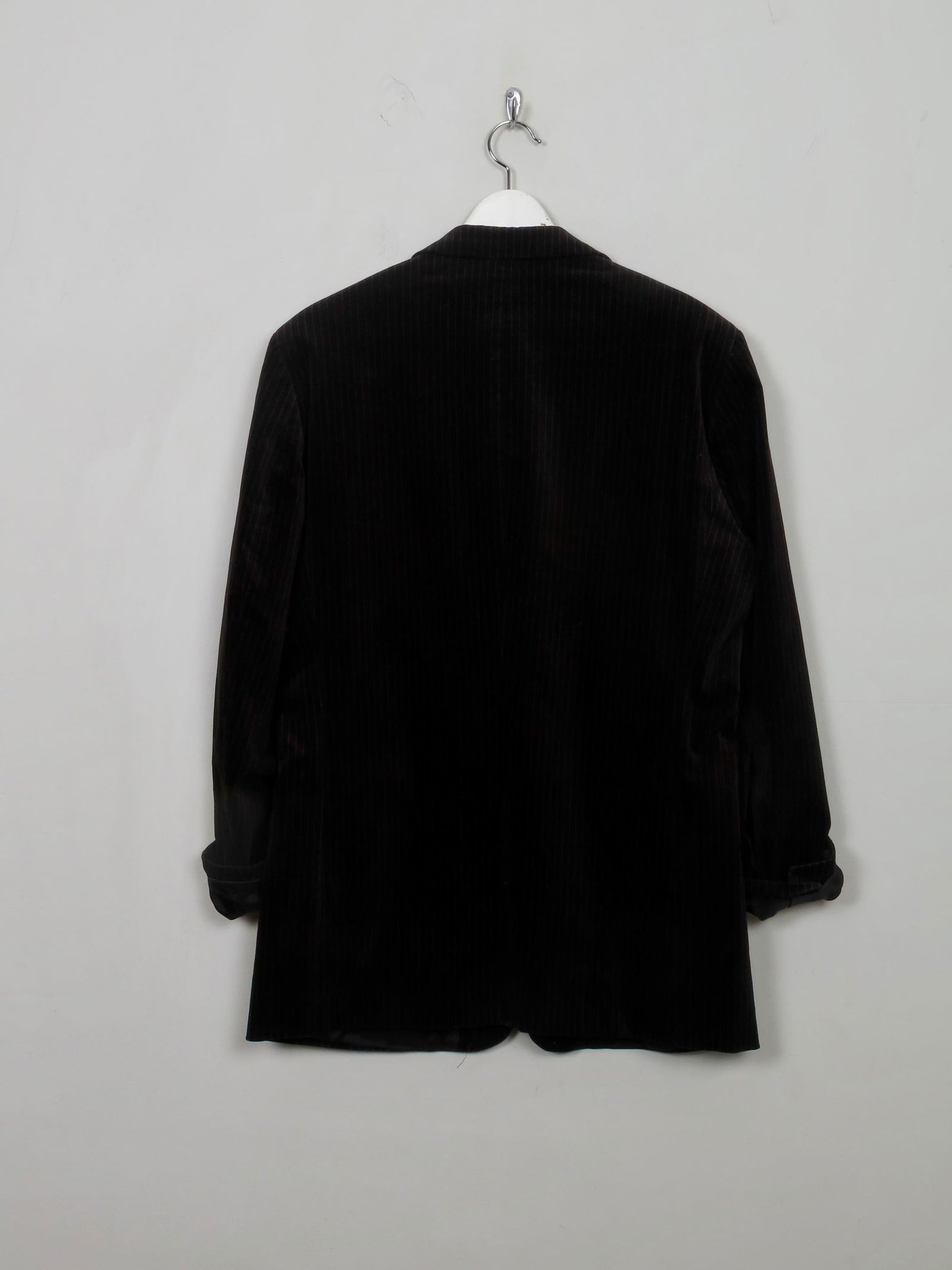 Men's Vintage Black Velvet Jacket With Pinstripe 42" - The Harlequin