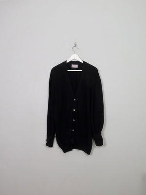 Men's Vintage Black Wool Cardigan L/XL - The Harlequin