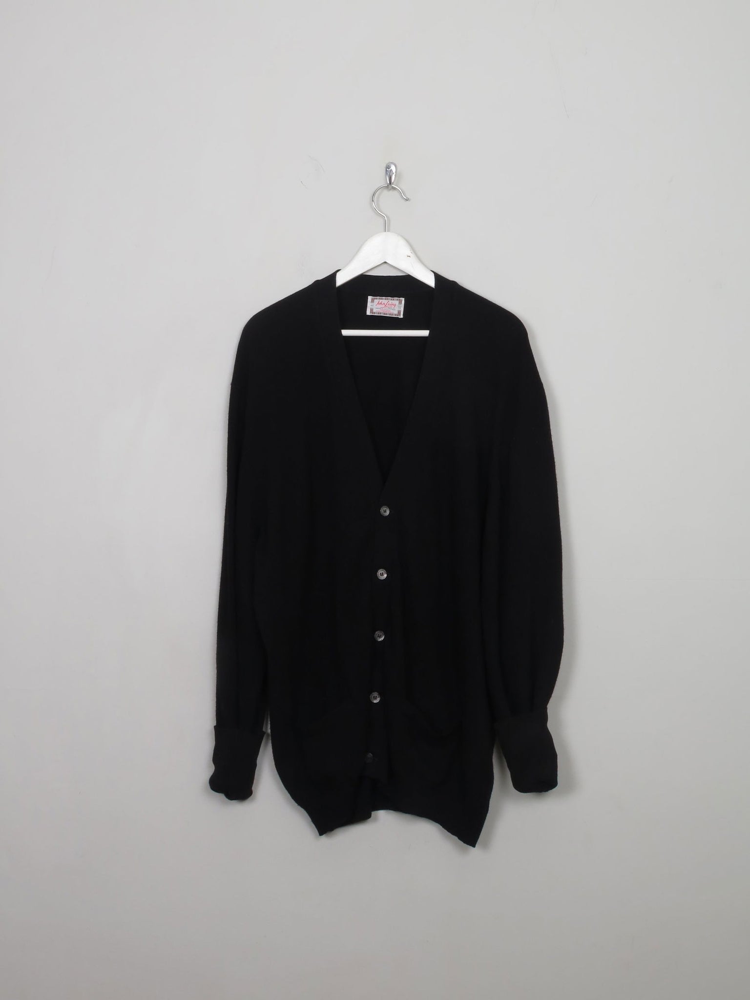 Men's Vintage Black Wool Cardigan L/XL - The Harlequin