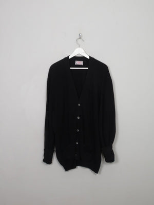 Men's Vintage Black Wool Cardigan L/XL - The Harlequin