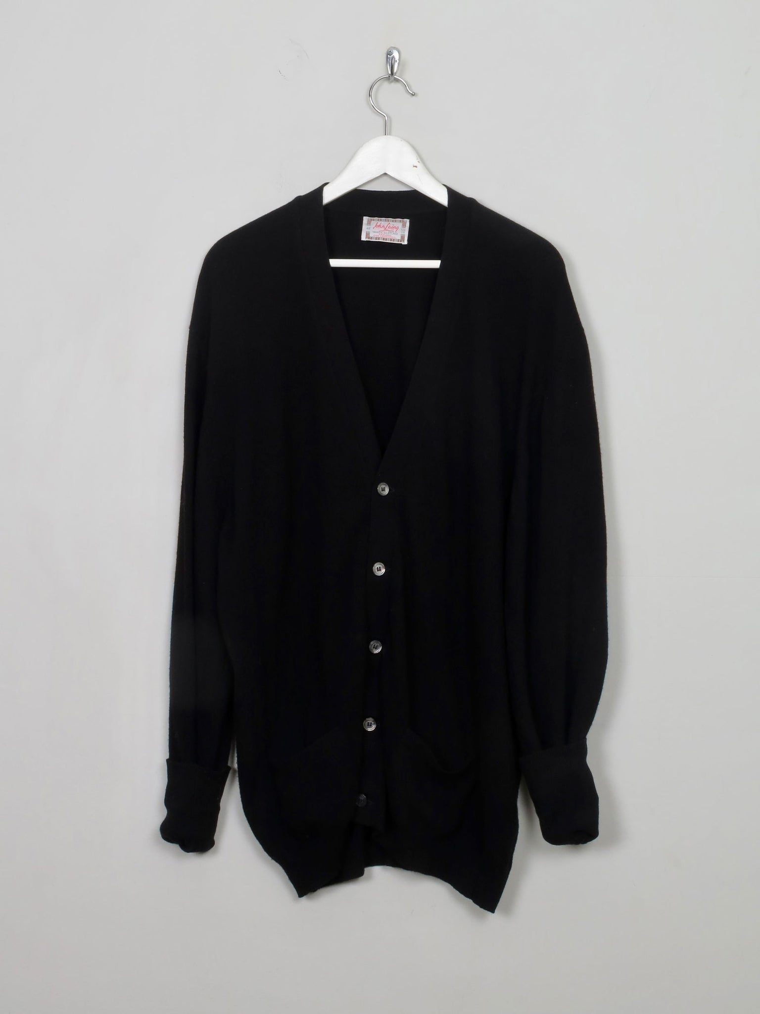 Men's Vintage Black Wool Cardigan L/XL - The Harlequin