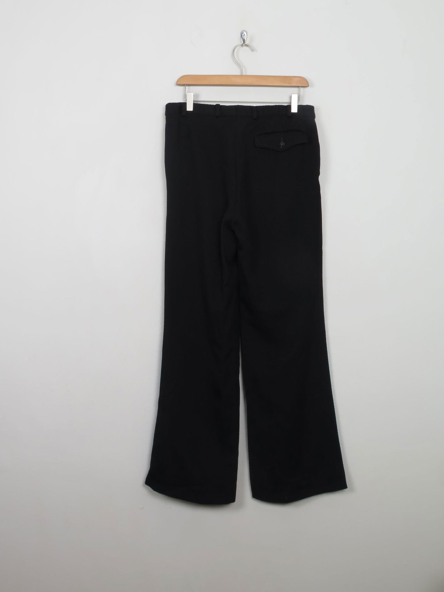 Men's Vintage Black Wool Trousers 31" W - The Harlequin