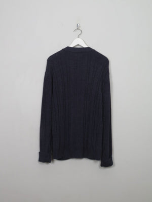 Men's Vintage Blue Cable-knit Cardigan L - The Harlequin