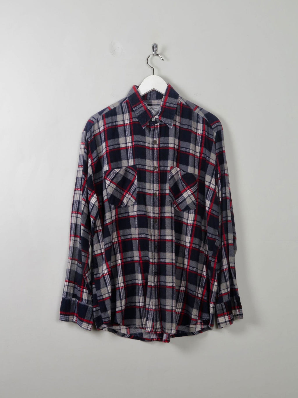 Men's Vintage Blue Check Flannel Shirt S/M - The Harlequin
