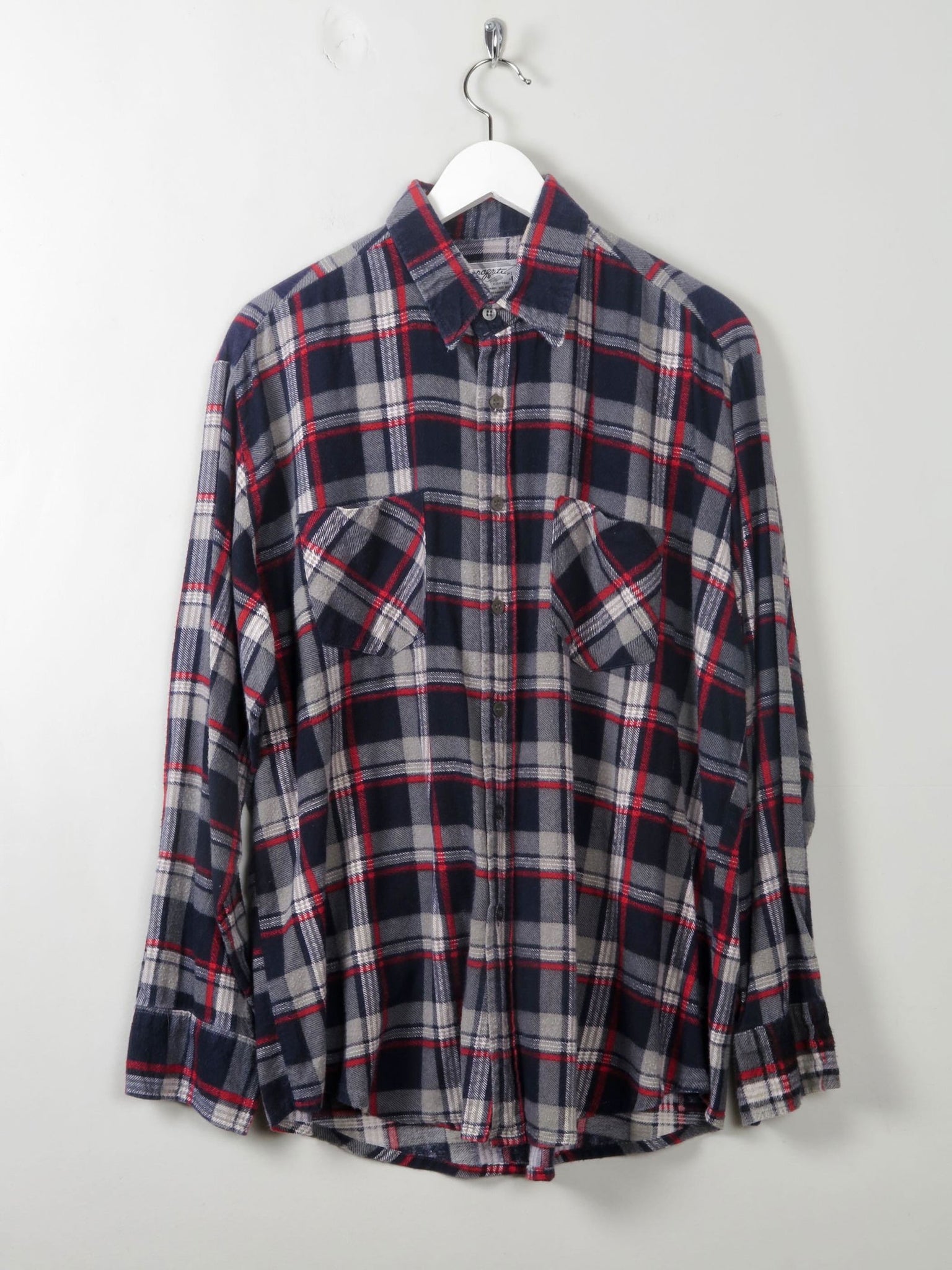 Men's Vintage Blue Check Flannel Shirt S/M - The Harlequin