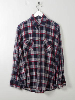 Men's Vintage Blue Check Flannel Shirt S/M - The Harlequin