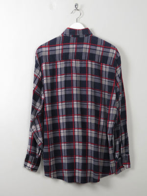 Men's Vintage Blue Check Flannel Shirt S/M - The Harlequin