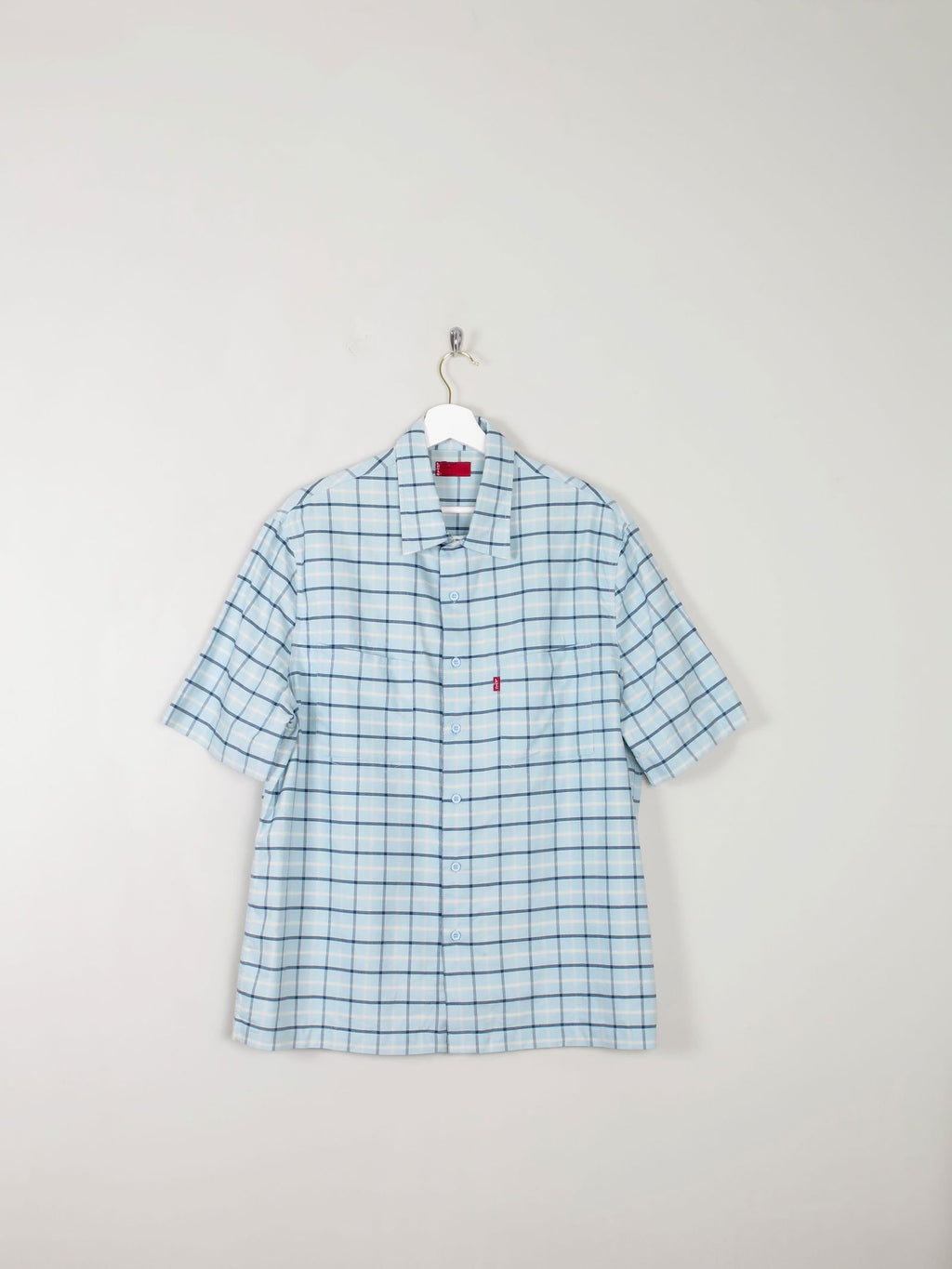 Men's Vintage Blue Check  Shirt L - The Harlequin