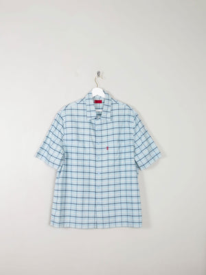 Men's Vintage Blue Check  Shirt L - The Harlequin