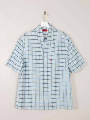 Men's Vintage Blue Check  Shirt L - The Harlequin