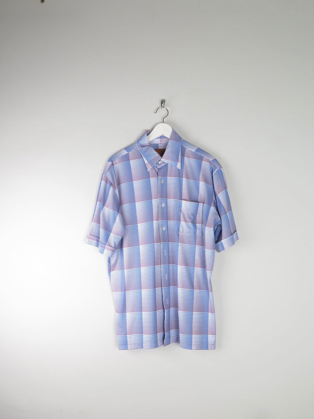 Men's Vintage Blue Check Stretchy Shirt XL - The Harlequin