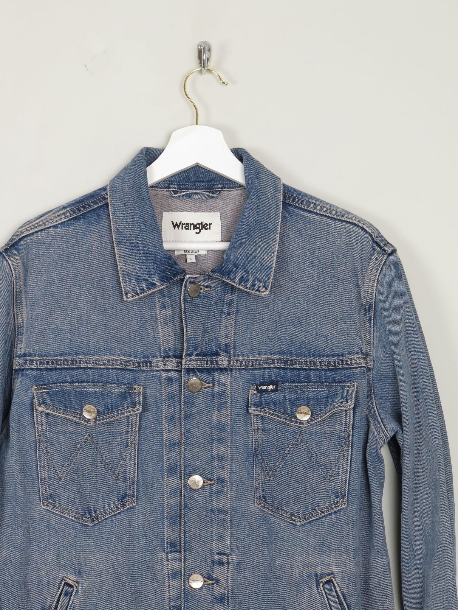 Men's Vintage Blue Denim Jacket Wrangler L - The Harlequin