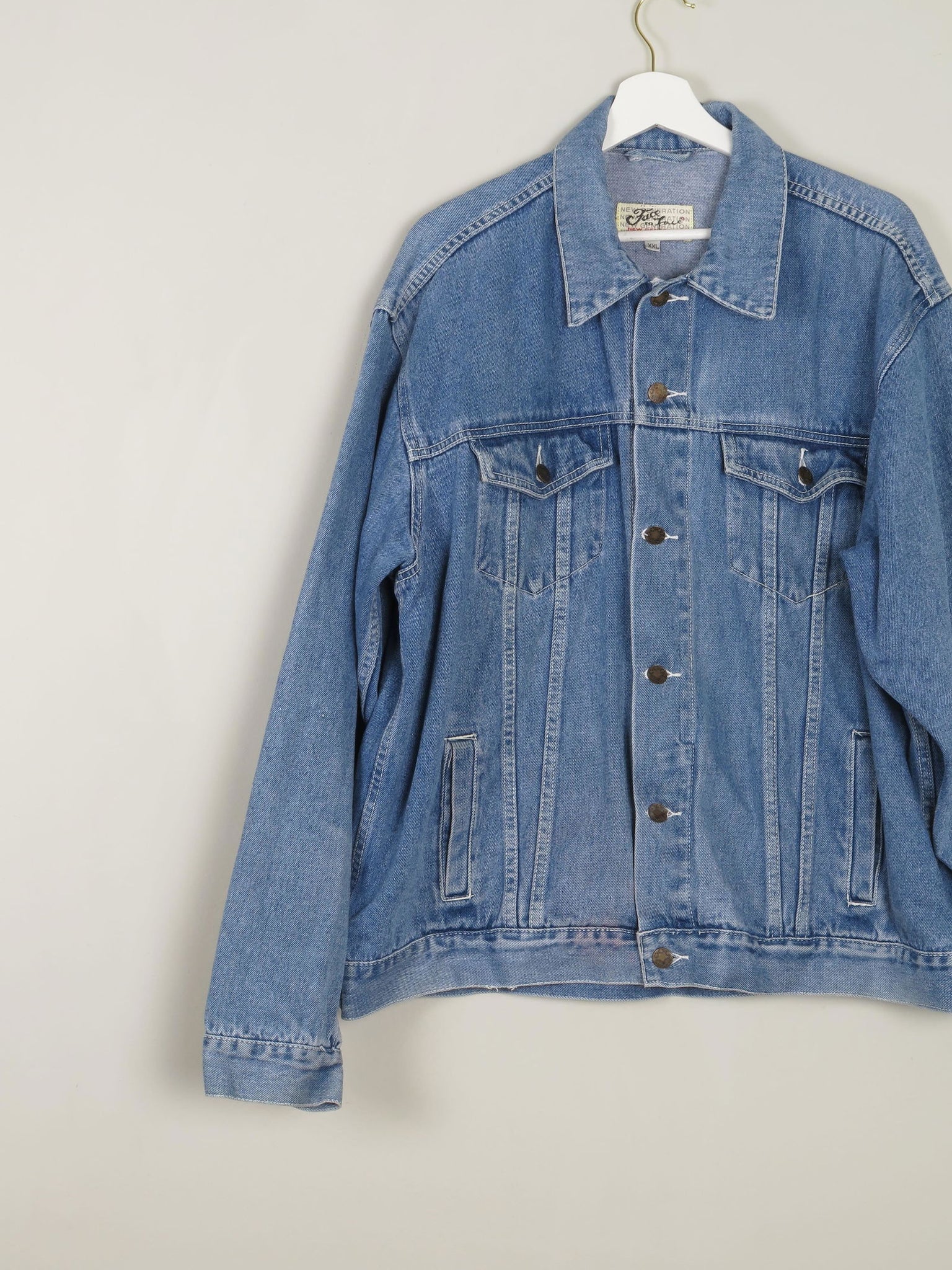 Men's Vintage Blue Denim Oversized Jacket XL - The Harlequin
