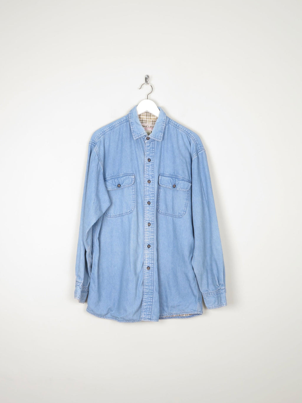 Men's Vintage Blue Denim Shirt L - The Harlequin