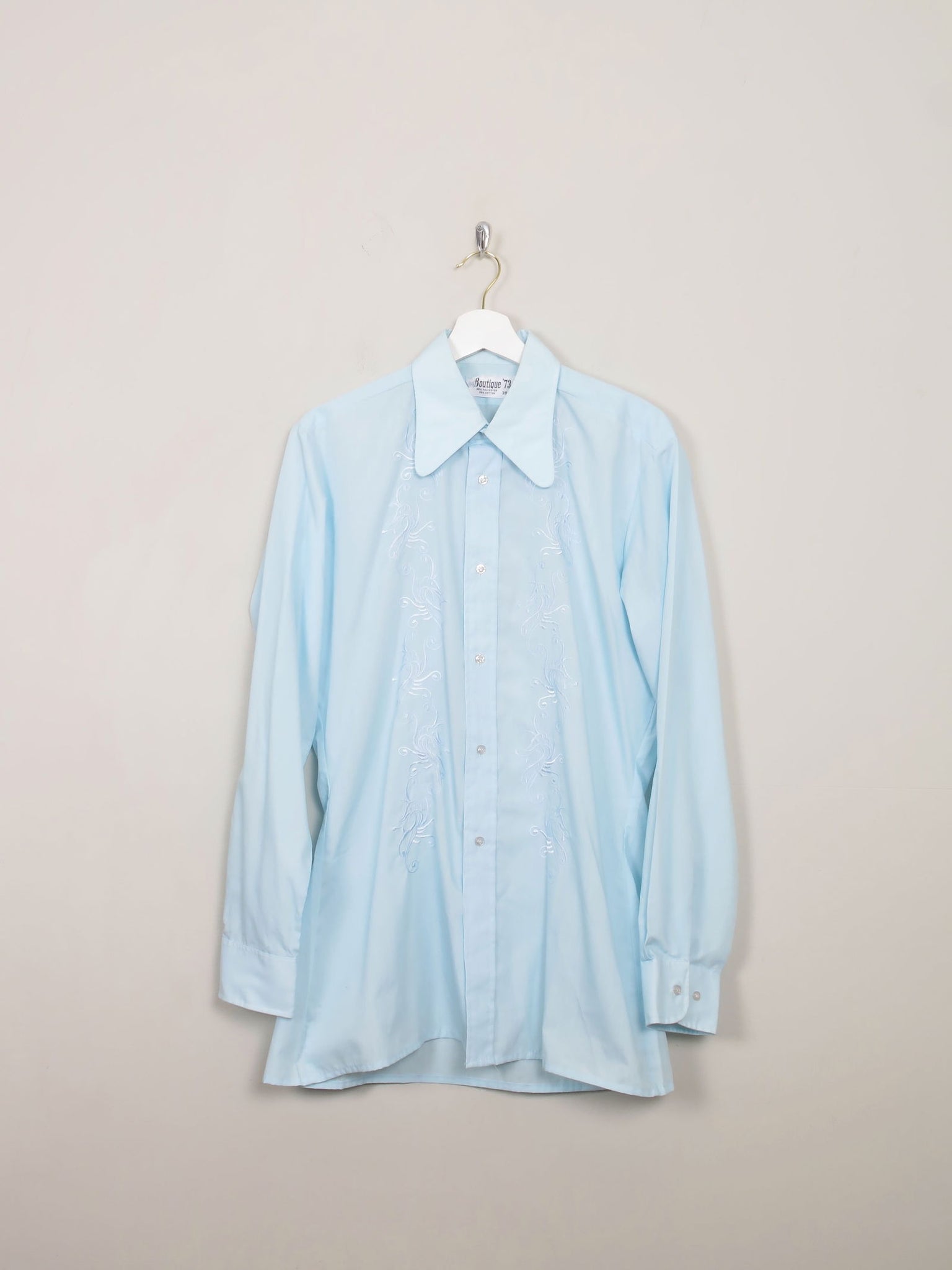 Men's Vintage Blue Embroidered Shirt S/M - The Harlequin