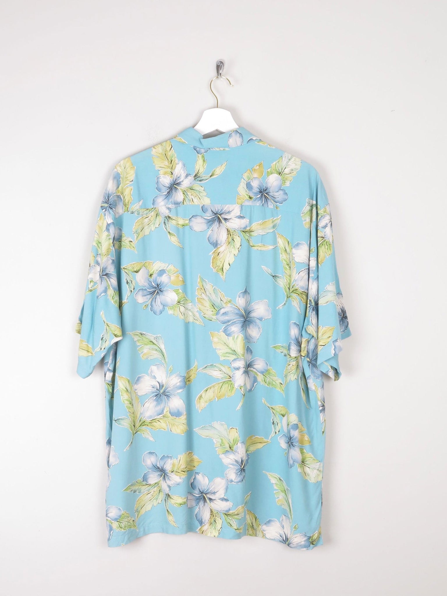 Men's Vintage Blue Floral Printed Tori Richard Short Sleeve Shirt XL - The Harlequin