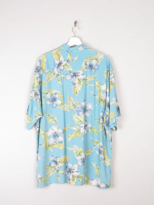 Men's Vintage Blue Floral Printed Tori Richard Short Sleeve Shirt XL - The Harlequin