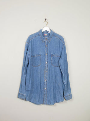 Men's Vintage Blue Levi's Denim Shirt Oversized L - The Harlequin