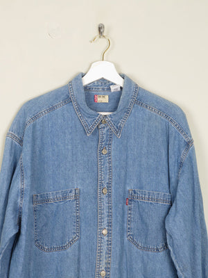 Men's Vintage Blue Levi's Denim Shirt Oversized L - The Harlequin