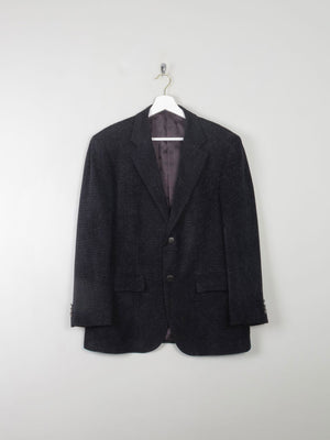 Men's Vintage Blue Printed Velvet Blazer By Indian Homme 38/40 S - The Harlequin
