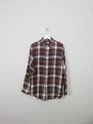 Men's Vintage Brown Flannel Shirt L - The Harlequin