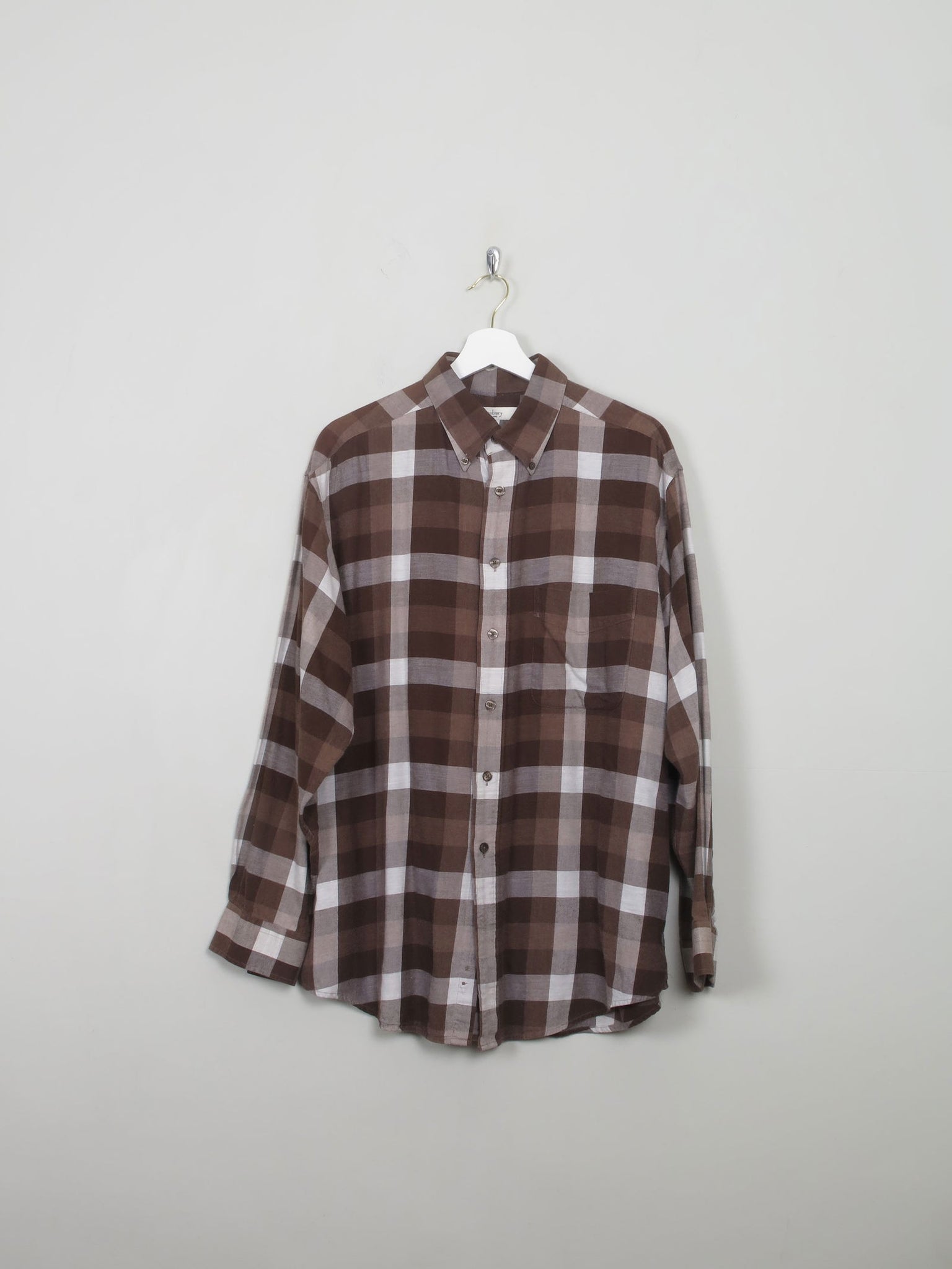 Men's Vintage Brown Flannel Shirt L - The Harlequin