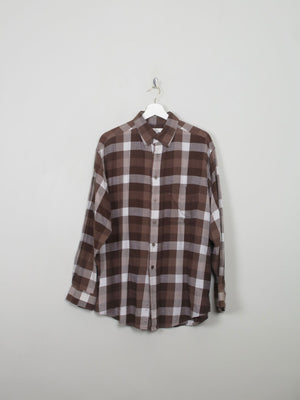 Men's Vintage Brown Flannel Shirt L - The Harlequin