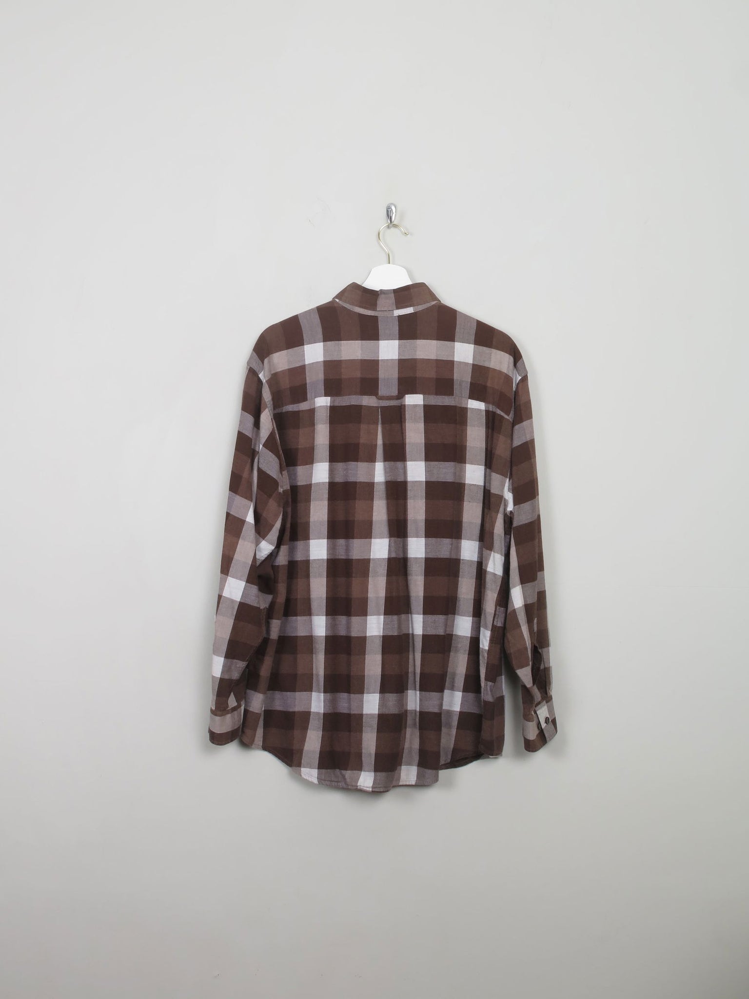Men's Vintage Brown Flannel Shirt L - The Harlequin
