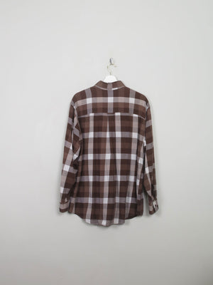 Men's Vintage Brown Flannel Shirt L - The Harlequin
