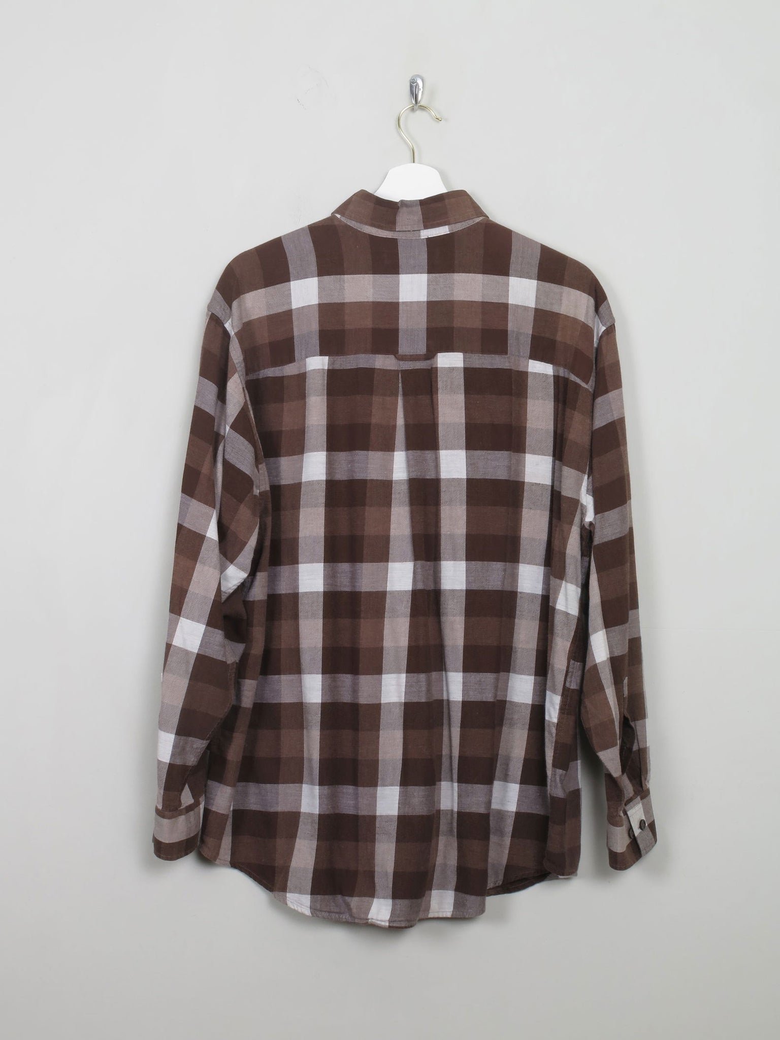 Men's Vintage Brown Flannel Shirt L - The Harlequin