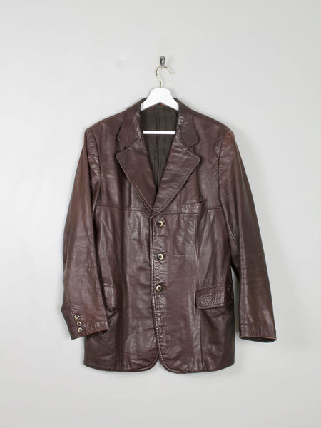 Men's Vintage Brown Leather 1970s Jacket M