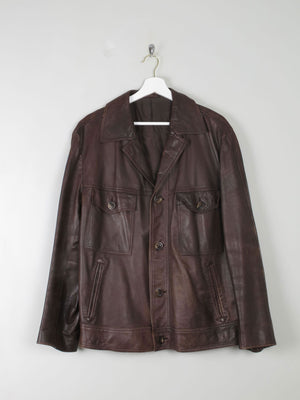 Men's Vintage Brown Leather Jacket L/XL - The Harlequin