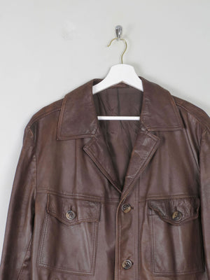 Men's Vintage Brown Leather Jacket L/XL - The Harlequin