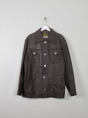 Men's Vintage Brown Leather Jacket L 44 - The Harlequin