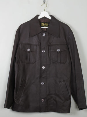 Men's Vintage Brown Leather Jacket L 44 - The Harlequin
