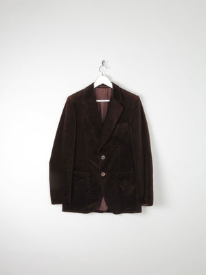 Men’s Vintage Brown Velvet Jacket 38" /S - The Harlequin