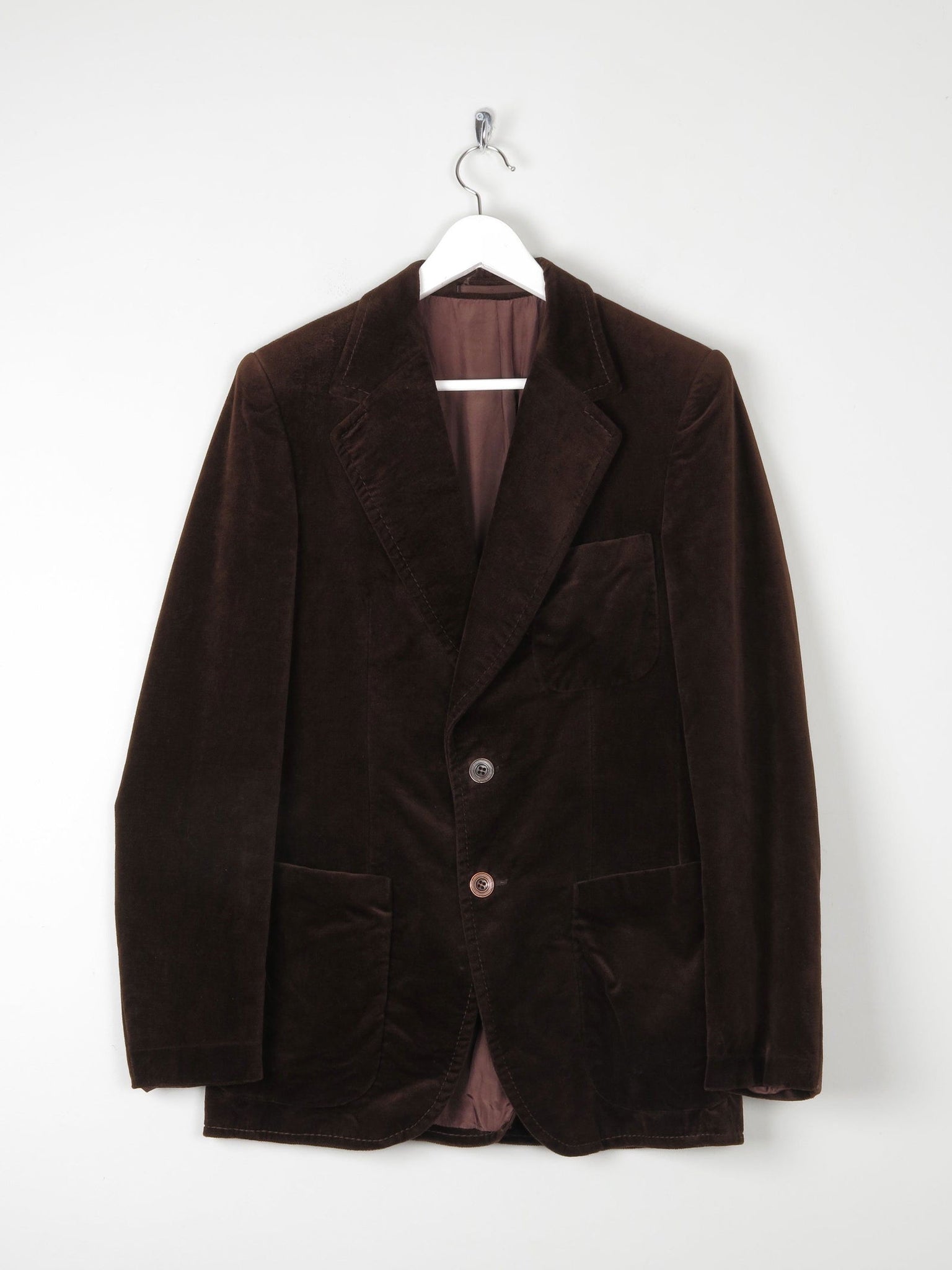 Men’s Vintage Brown Velvet Jacket 38" /S - The Harlequin