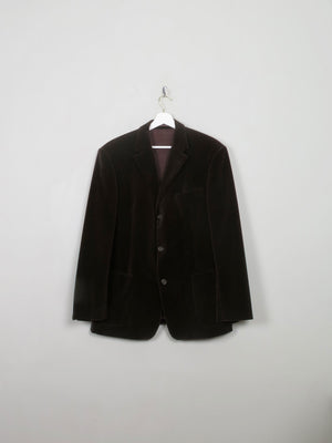 Men's Vintage Brown Velvet Jacket L - The Harlequin